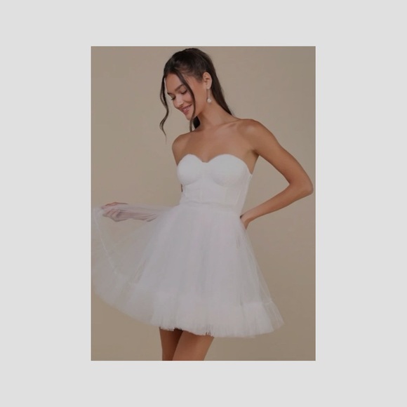 Lulus Dresses & Skirts - Lulus Lovely Flirtation White Tulle Strapless Bustier Mini Dress Size XL